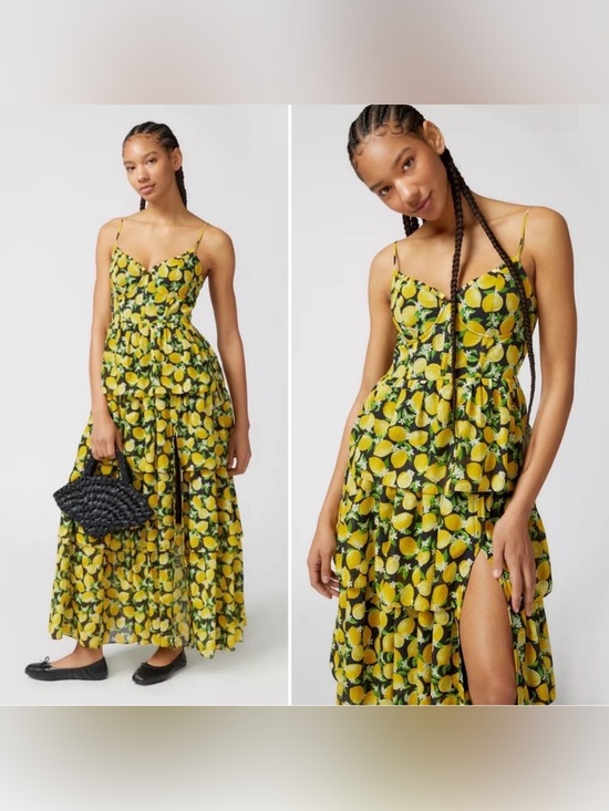 Betsey Johnson Dresses & Skirts - Betsey Johnson La La Lemons corset maxi dress size 8